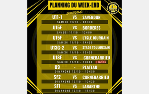 PLANNING DU WEEK-END (10-11 Octobre 25)