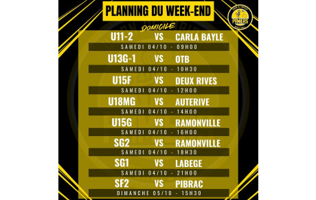 PLANNING DU WEEK-END (4-5 Octobre 25)
